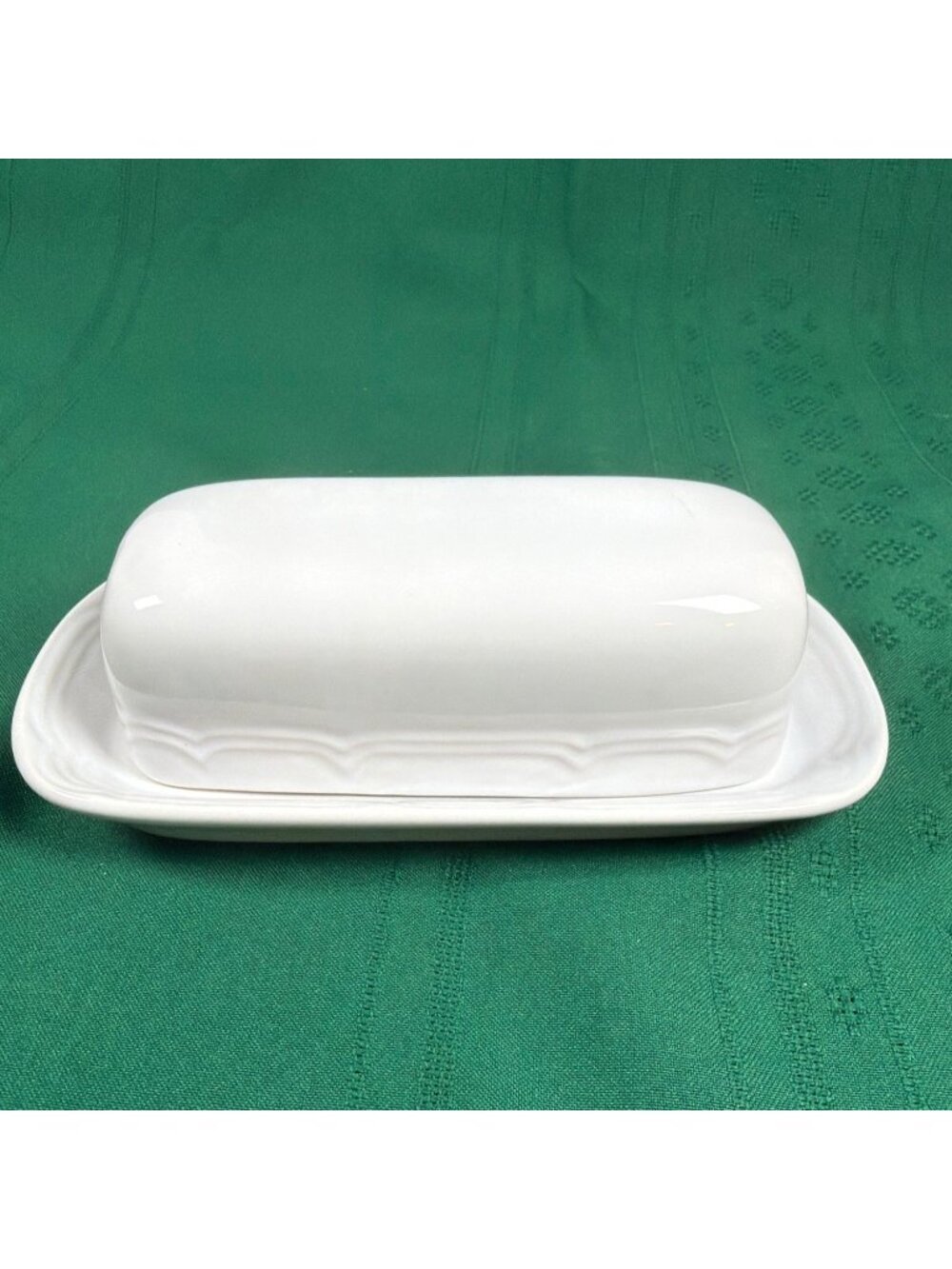 Vintage 80s Pfaltzgraff Gazebo White Covered Lid Butter Dish #028  Stoneware USA